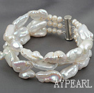 Trois brins Big White Style Renaissance perle Bracelet