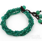 Mulit Strands Fasett 4mm grön agat armband
