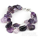 Multi Strands Assorted Amethyst Armband mit Silber Draht