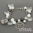 Assorted White Series Clear Crystal and Tungsten Steel Stone White Porcelain Stone Bracelet