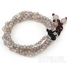 4mm Multi Strand Faceted Grau Agate Bold Style Armband