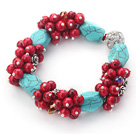 Alaqueca Bracelets Bracelet extensible turquoise et rondes assorties