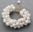 Assorted Round Acrylic Pearl Bracelet with Golden Color Metal Adjustable Chain