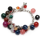 fashion loop chain style multi color mixed gemstone bracelet (random color stones)