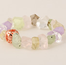 Beautiful Incidence Angle Prehnite White Crystal Amethyst And Rose Quatz Bangle Bracelet With Golden Ball
