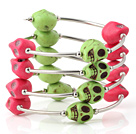 Vakker multi Grønn og Rød Skull Turkis Wired Wrap Bangle Bracelet