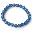 8mm Single Strand Runde Blau Chalcedon Perlen Stretch -Armband mit gedruckten Wörter