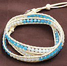 Fashion Style vit och blå kristall pärlor Wrap Bangle Armband