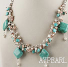 Wholesale Jewelry-pearl turquoise colored glaze necklace