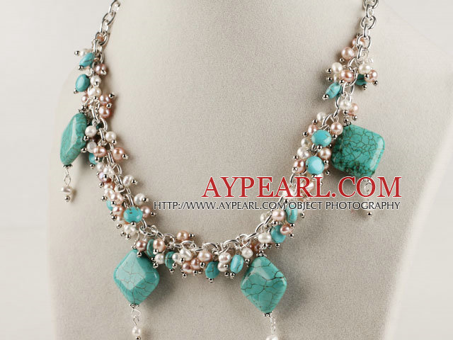 pearl turquoise colored glaze necklace