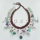 Wholesale Gemstone Necklace-Rainbow fluorite garnet necklace