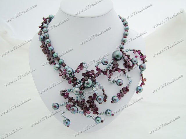 garnet sea shell necklace