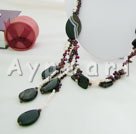 Wholesale Gemstone Necklace-Pearl garnet black agate necklace