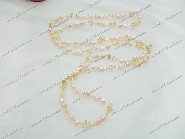 pearl yellow crystal necklace