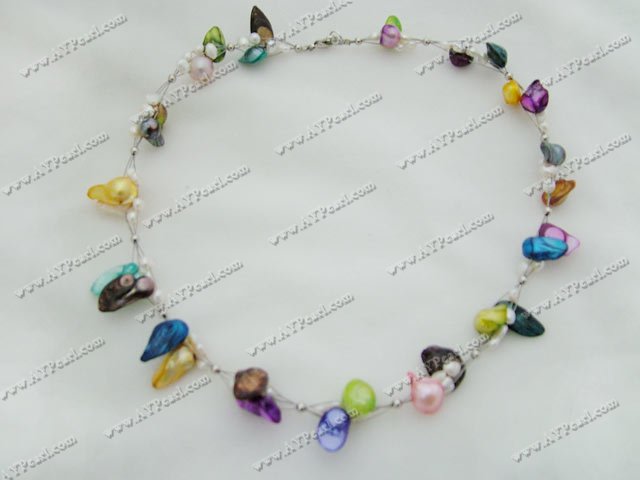 mixed color pearl necklace