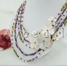 Wholesale Gemstone Necklace-garnet crystal shell flower necklace