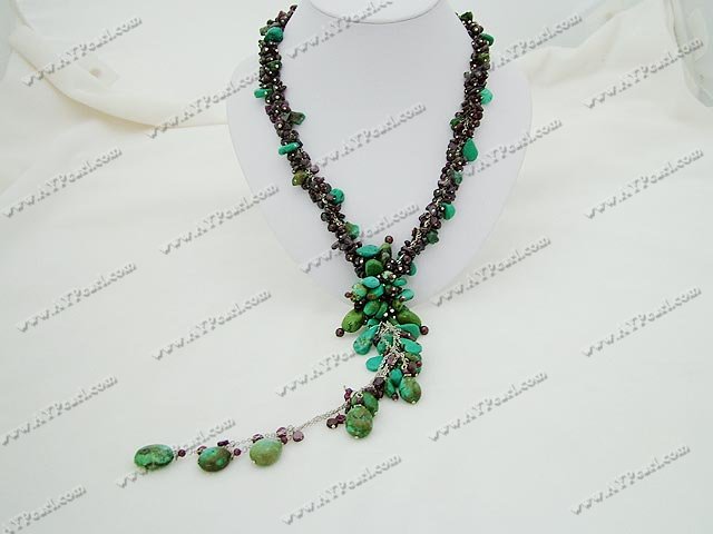 natural turquoise garnet necklace