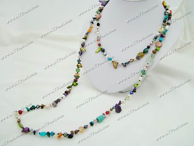 mixed color pearl multi-stone crystal necklace