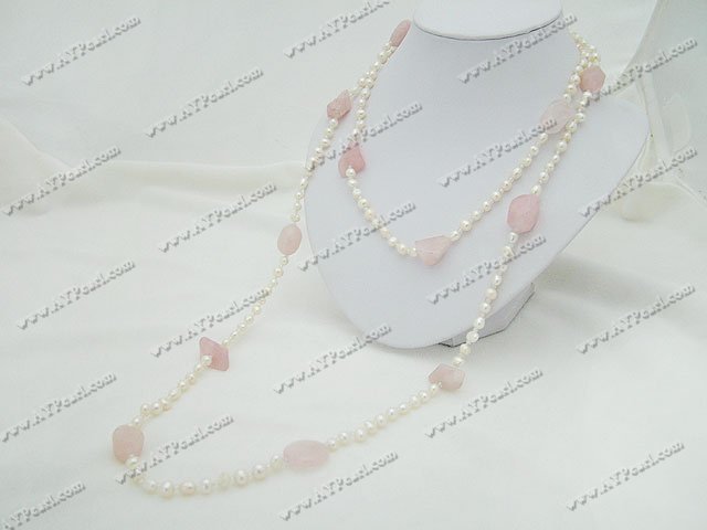 pearl rose quartz necklace