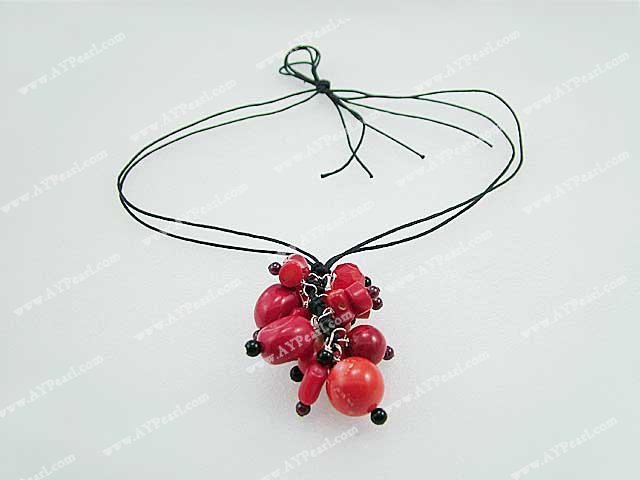 coral pearl garnet necklace