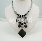 black stone smoky quartz necklace