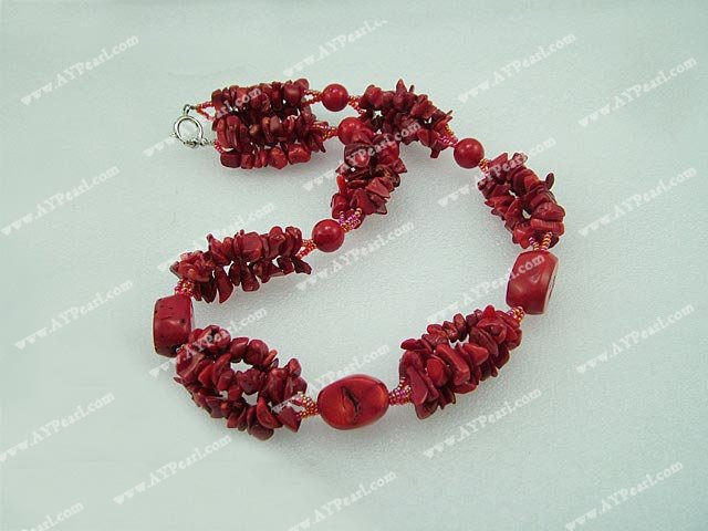 coral blood stone necklace