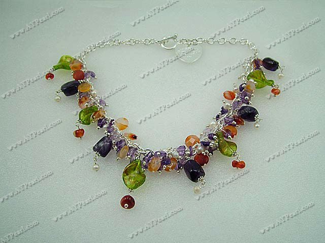 pearl crystal agate colored glaze necklace