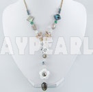 Biwa pearl crystal shell necklace
