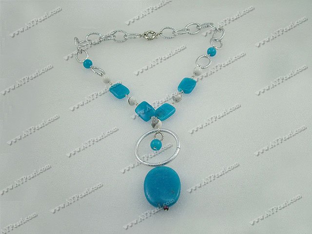 white turquoise blue gem necklace