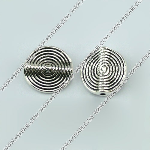 imitation silver zinc metal beads, 12mm flat round, sold by per pkg