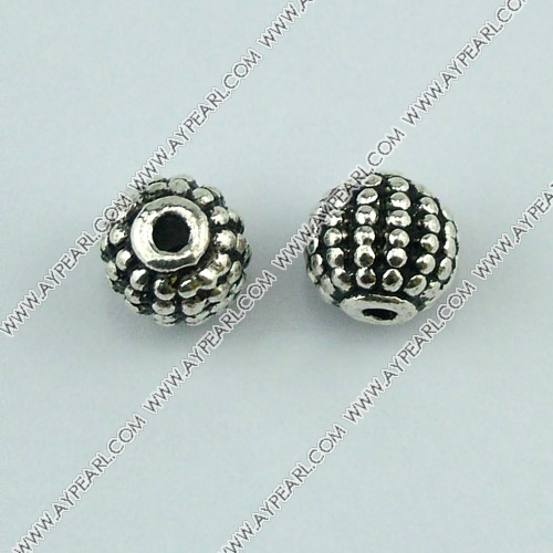 imitation silver metal spacer beads, 9mm ball, sold by per pkg