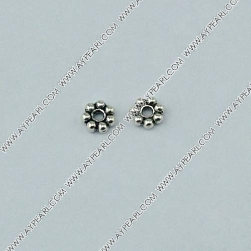 imitation silver metal spacer beads, 6mm flower, sold by per pkg