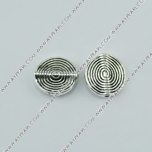 imitation silver metal beads, 3*12mm flat round, sold by per pkg