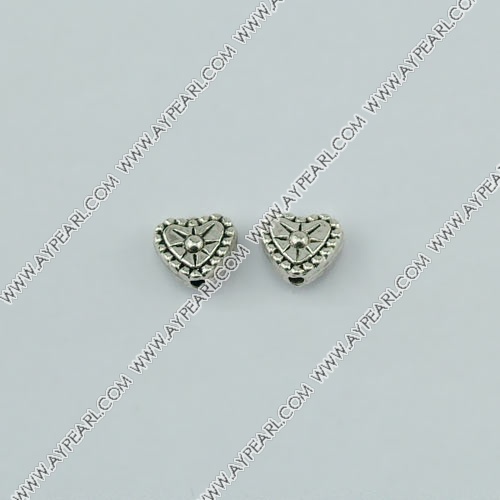 imitation silver metal spacer beads, 8mm, heart shape, sold by per pkg