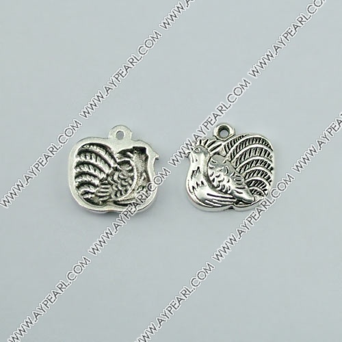 imitation silver metal beads, 10mm, animal pendant, sold by per pkg