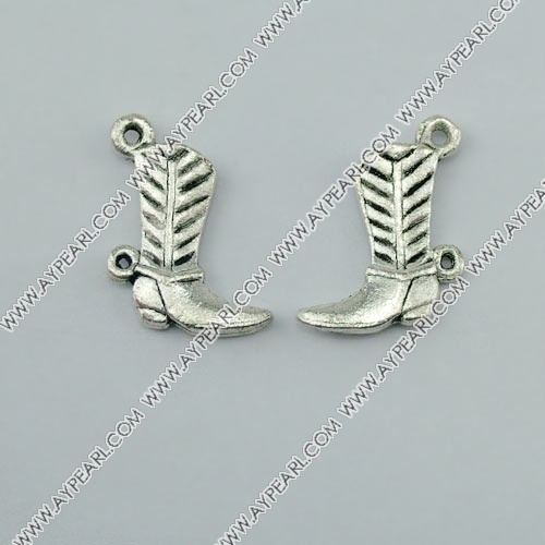 imitation silver metal beads, 14mm, boot shape pendant, sold by per pkg