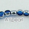 dyed deep blue, silver color-plated glass beads, 3*6mm oval. sold per 13.8-inch strand