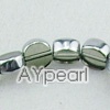 dyed smoky, silver color-plated glass beads, 8mm oval. sold per 13.8-inch strand