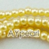 acrylic pearl beads, yellow, 4mm round, sold by per 33-inch strand