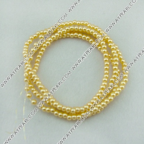 acrylic pearl beads, yellow, 4mm round, sold by per 33-inch strand