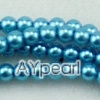 acrylic pearl beads, light blue, 4mm round, sold by per 33-inch strand