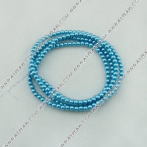 acrylic pearl beads, light blue, 4mm round, sold by per 33-inch strand