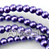 acrylic pearl beads, purple, 4mm round, sold by per 33-inch strand