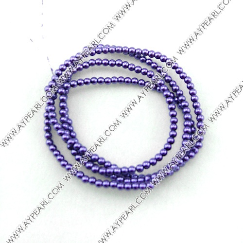 acrylic pearl beads, purple, 4mm round, sold by per 33-inch strand