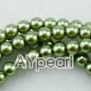 acrylic pearl beads, grass green, 4mm round, sold by per 33-inch strand