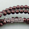 acrylic pearl beads, brown, 4mm round, sold by per 33-inch strand