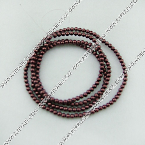 acrylic pearl beads, brown, 4mm round, sold by per 33-inch strand