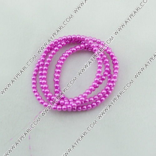 acrylic pearl beads, pink, 4mm round, sold by per 33-inch strand