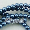 acrylic pearl beads, dark blue, 4mm round, sold by per 33-inch strand