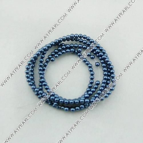 acrylic pearl beads, dark blue, 4mm round, sold by per 33-inch strand